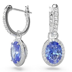 BOUCLES D OREILLES FEMME SWAROVSKI CONSTELLA METAL ARGENTE CRISTAUX BLANC ET BLEU