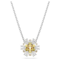 COLLIER FEMME SWAROVSKI IDYLLIA METAL ARGENTE CRISTAUX BLANCS ET JAUNE