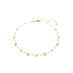 COLLIER FEMME SWAROVSKI IMBER METAL DORE CRISTAUX BLANCS