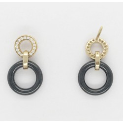 Boucles d'oreilles pendantes femme EMILY phebus en plaqué or et céramique avec oxydes de zirconium