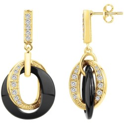 Boucles d'oreilles pendantes femme phebus en plaqué or et céramique avec oxydes de zirconium