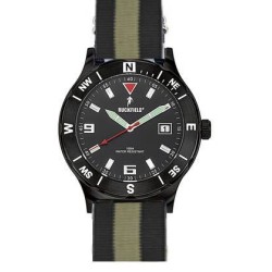 Montre Homme Ruckfield acier noir bracelet en tissu noir et kaki