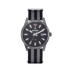 Montre Homme Ruckfield acier noir bracelet en tissu gris et noir