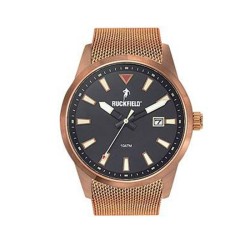 Montre Homme Ruckfield acier cuivré bracelet mailles milanaises