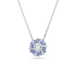 COLLIER FEMME SWAROVSKI IDYLLIA METAL ARGENTE CRISTAUX BLANC ET BLEU