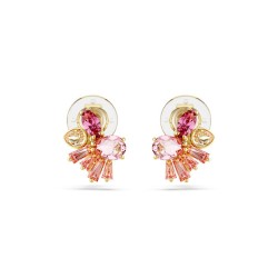 BOUCLES D OREILLES FEMME SWAROVSKI GEMA CE METAL DORE CRISTAUX ROSE