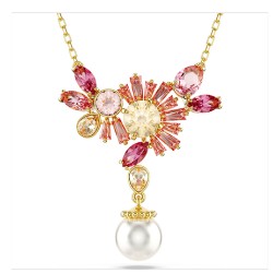 COLLIER FEMME SWAROVSKI GEMA PEARL METAL DORE CRISTAUX ROSE