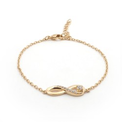 Bracelet fantaisie femme carador en plaqué or avec oxydes de zirconium motif signe infini