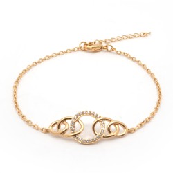 Bracelet femme carador en plaqué or avec oxydes de zirconium motif cercles entrelacés