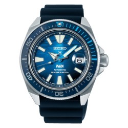 Montre Homme Seiko prospex en acier et silicone avec lunette rotative bleu