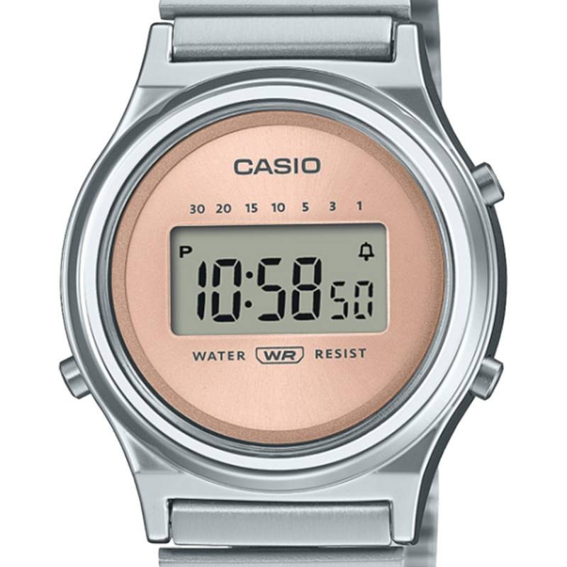 Montre digitale Casio collection Vintage bracelet acier gris
