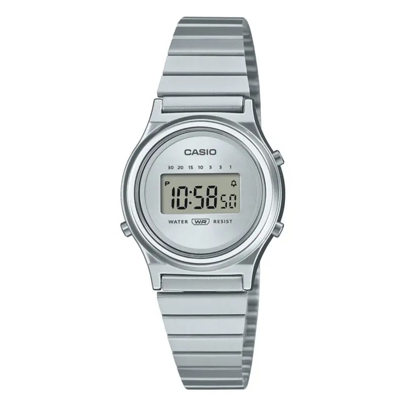 Montre digitale Casio collection Vintage bracelet acier gris