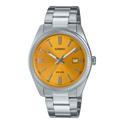 Montre Casio acier argenté fond jaune avec dateur