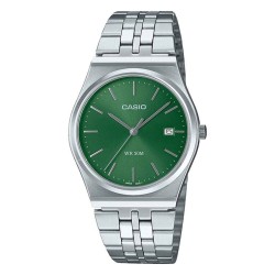 Montre Casio acier argenté fond vert avec dateur