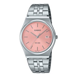 Montre Casio acier argenté fond rose avec dateur