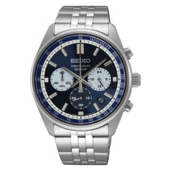 Montre Homme Seiko chronographe bracelet acier cadran bleu nuit