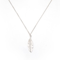 Collier Carador collection trendy plume or banc 375/000 et zircons