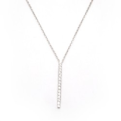 Collier Carador Or blanc 375/000 et oxydes Minimaliste