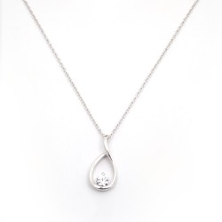 Collier Carador Or blanc 375/000e Larme et Oxyde solitaire