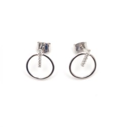 Boucles d'oreilles Carador minimaliste anneau or 375/000 et oxydes de zirconium DJE1217