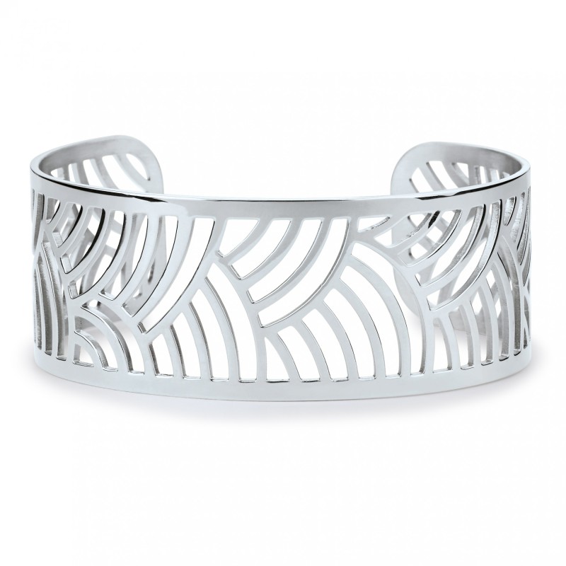Bracelet Manchette Amporelle Motif japonais acier argenté