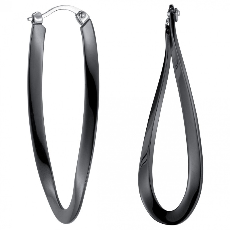 Boucles d'oreilles créoles Amporelle Torsade acier noir