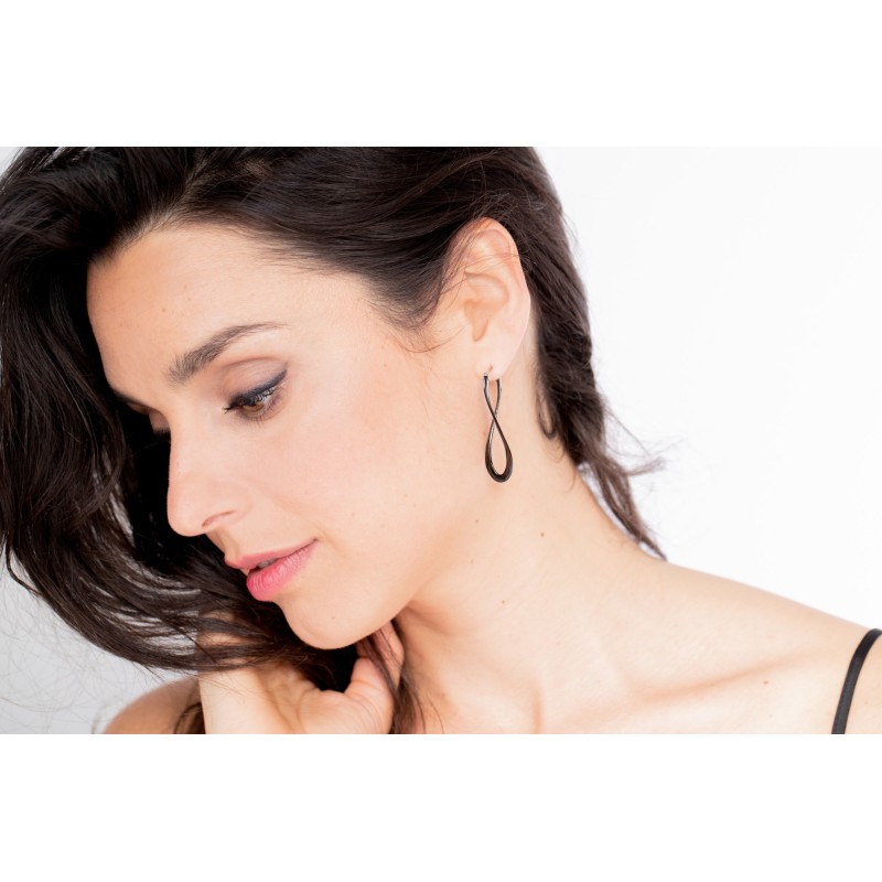 Boucles d'oreilles créoles Amporelle Torsade acier noir