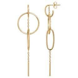 BOUCLES D OREILLES PENDANTES ACIER DORE MULTI CERCLES