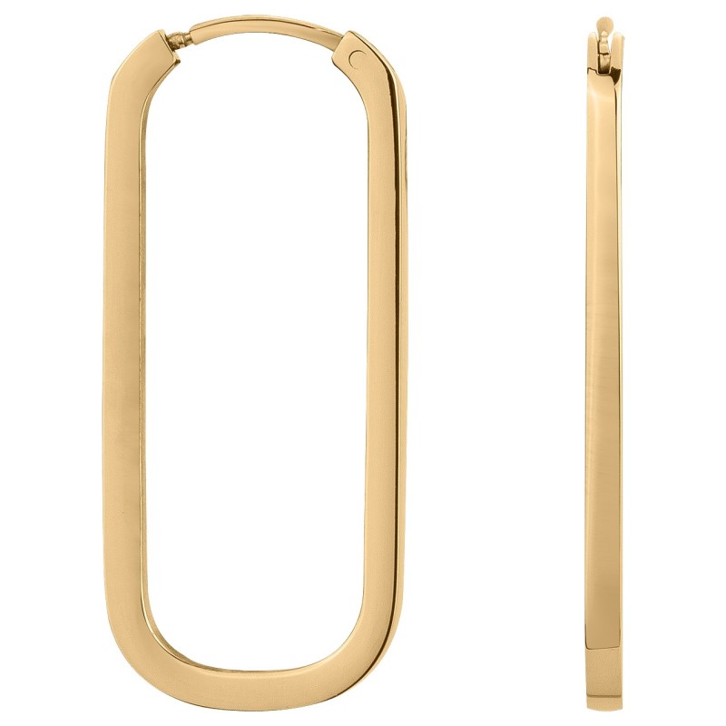 Boucles d'oreilles Créole Amporelle rectangle acier doré