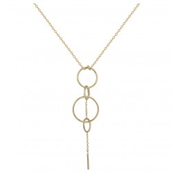 COLLIER SAUTOIR FEMME ACIER DORE MULTI CERCLES