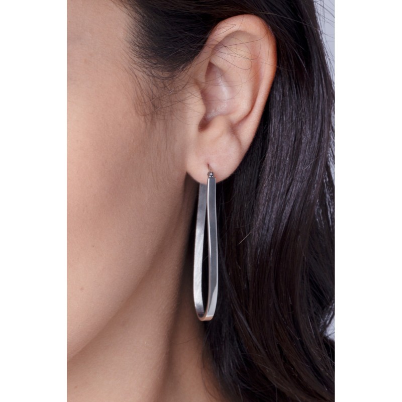 Boucles d'oreilles créoles acier argenté