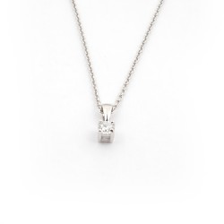 Collier Femme Carador solitaire diamant 0,1 cts en or blanc 750/000