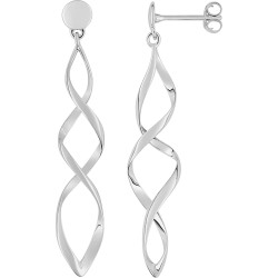 BOUCLES D OREILLES CARADOR ARGENT PENDANTES TORSADEES