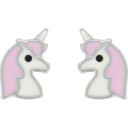 Boucles d'oreilles enfant Carador argent 925/000 LICORNE ROSE ET BLANC