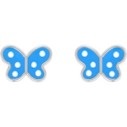 Boucles d'oreilles enfant Carador argent 925/000 PAPILLON BLEU