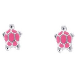 Boucles d'oreilles enfant Carador argent 925/000 TORTUE ROSE