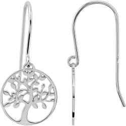 BOUCLES D OREILLES CARADOR PENDANTES ARGENT MOTIF ARBRE DE VIE