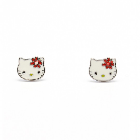 Boucles D'oreilles Hello Kéty Jaune Oranger Métal Argenté - Garanti Sans Nickel, Neuf Avec étiquettes