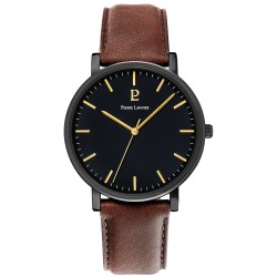 Montre Homme Pierre Lannier ESSENTIAL Cadran Noir Bracelet Cuir Brun