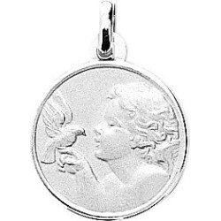 MEDAILLE PENDENTIF CARADOR ARGENT RONDE COLOMBE