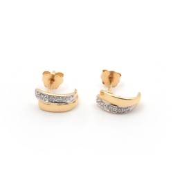 Boucles d'oreilles mini demi-créoles Carador or 750/000 bicolore et diamants