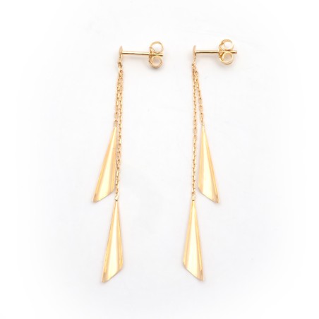 Boucles d'oreilles double pendantes motif triangle en or jaune 750/000 CARADOR