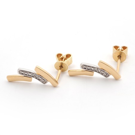 boucles d'oreilles trois barrettes bicolore Carador en or 750/000 et diamants