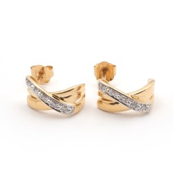 Boucles d'oreilles demi-créoles croisées Carador en or jaune 750/000 et diamant