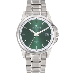 MONTRE CERTUS HOMME BRACELET ACIER ET CARAN VERT