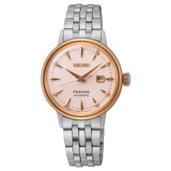 Montre Femme Seiko Presage Automatique cadran rose avec diamants