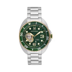 Montre Montignac automatique en acier argenté et cadran vert