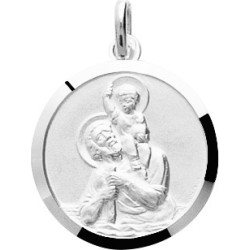 MEDAILLE PENDENTIF CARADOR ARGENT RONDE SAINT CHRISTOPHE