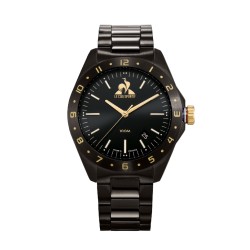 MONTRE HOMME LE COQ SPORTIF ACIER NOIR INDEX DORE