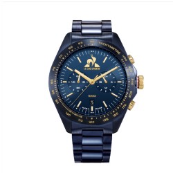 MONTRE HOMME LE COQ SPORTIF ACIER BLEU INDEX DORE CHRONO DATEUR